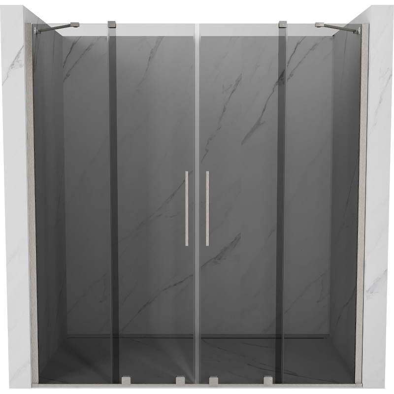 Mexen Velar Duo klizna tuš vrata 180 cm, grafit, brušeni nikal - 871-180-000-42-97