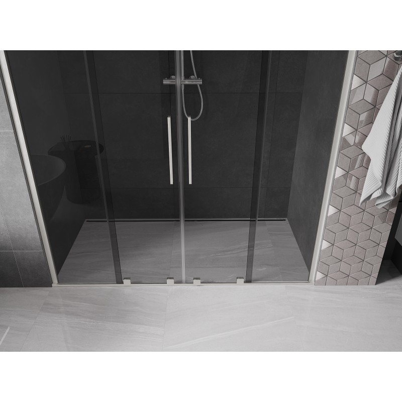 Mexen Velar Duo drzwi prysznicowe rozsuwane 200 cm, grafit, nikiel szczotkowany - 871-200-000-42-97