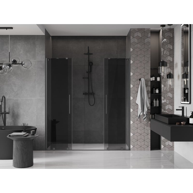 Mexen Velar Duo drzwi prysznicowe rozsuwane 200 cm, grafit, gun metal - 871-200-000-42-95
