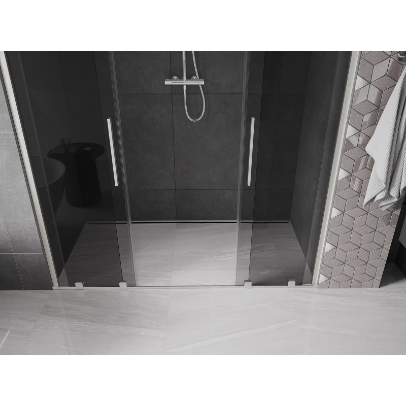 Mexen Velar Duo drzwi prysznicowe rozsuwane 180 cm, grafit, nikiel szczotkowany - 871-180-000-42-97
