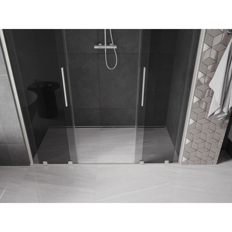 Mexen Velar Duo portes de douche coulissantes 170 cm, graphite, nickel brossé - 871-170-000-42-97