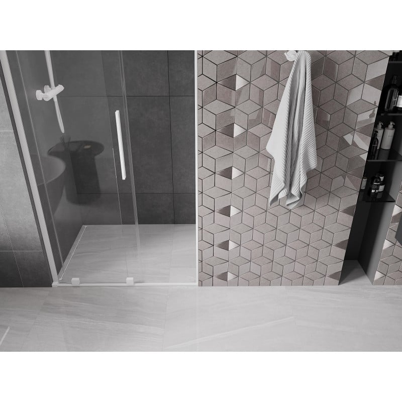 Mexen Velar L drzwi prysznicowe rozsuwane 110 cm, transparent, białe - 871-110-003-01-20