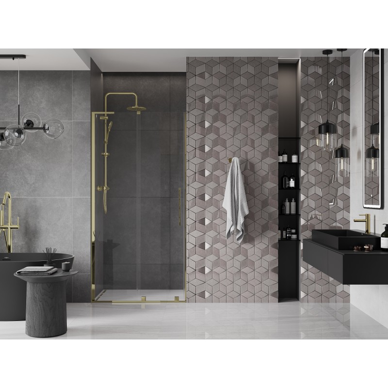 Mexen Velar L drzwi prysznicowe rozsuwane 100 cm, transparent, złote - 871-100-003-01-50