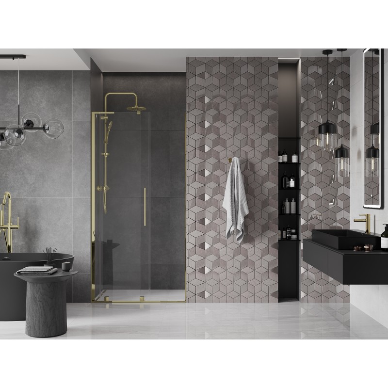 Mexen Velar L drzwi prysznicowe rozsuwane 120 cm, transparent, złote - 871-120-003-01-50
