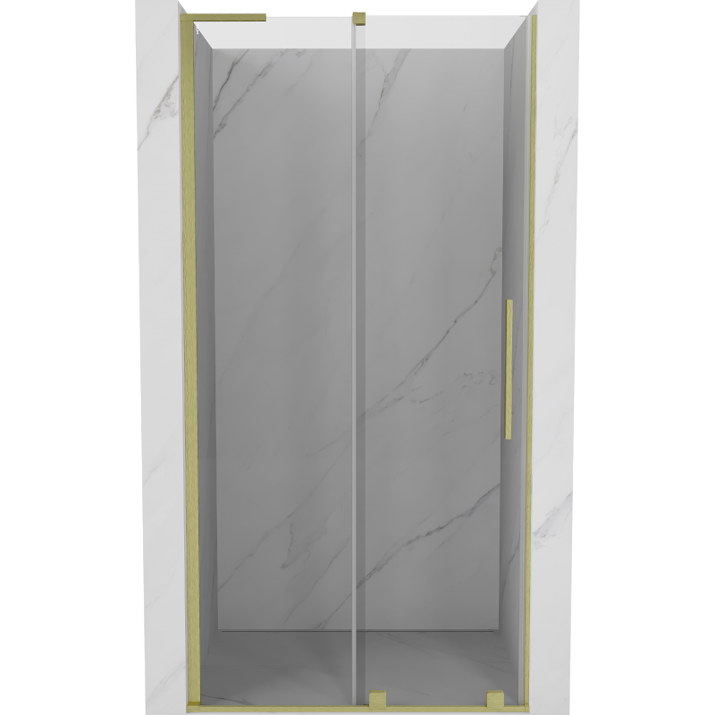 Mexen Velar L puertas de ducha correderas 90 cm, transparentes, doradas cepilladas - 871-090-003-01-55