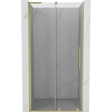 Mexen Velar L sliding shower door 120 cm, transparent, brushed gold - 871-120-003-01-55
