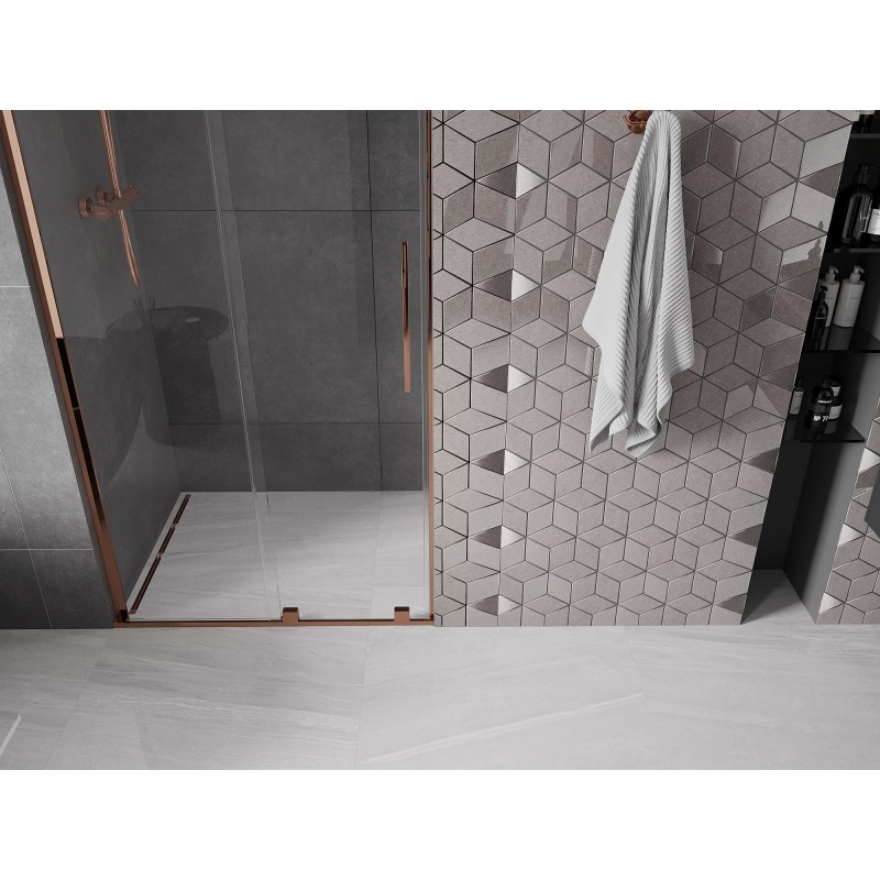 Mexen Velar L drzwi prysznicowe rozsuwane 90 cm, transparent, różowe złoto - 871-090-003-01-60