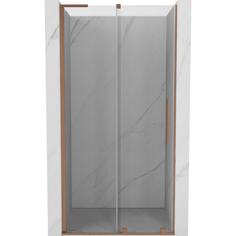 Mexen Velar L schuifbare douchedeur 100 cm, transparant, geborsteld koper - 871-100-003-01-65