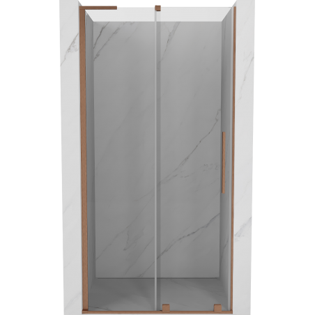 Mexen Velar L schuifbare douchedeur 100 cm, transparant, geborsteld koper - 871-100-003-01-65