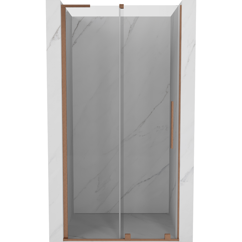 Mexen Velar L skjutdörrar för dusch 120 cm, transparent, borstad koppar - 871-120-003-01-65