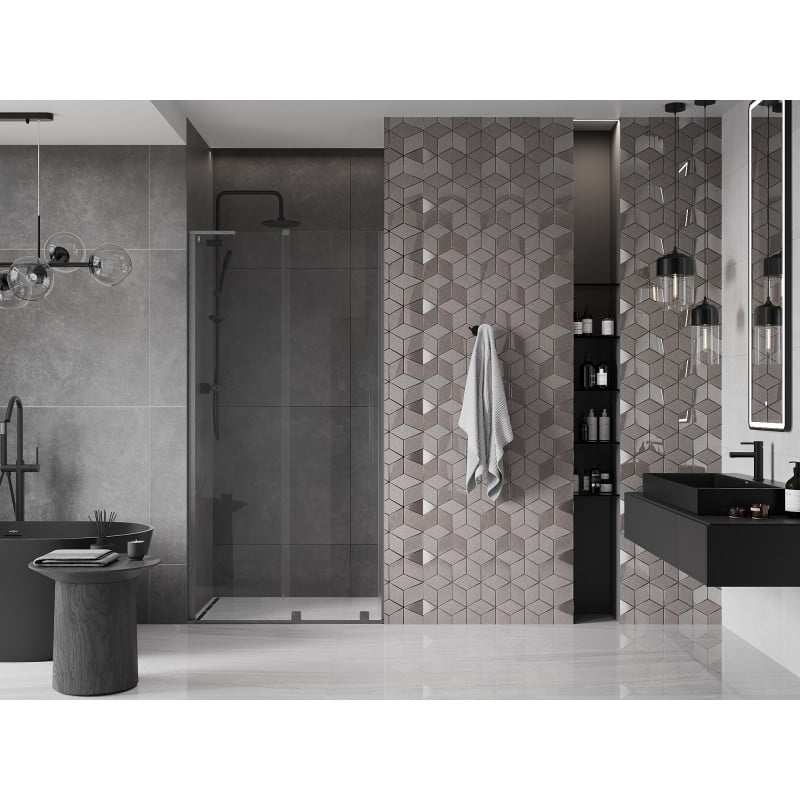 Mexen Velar L drzwi prysznicowe rozsuwane 90 cm, transparent, gun gray szczotkowany - 871-090-003-01-66
