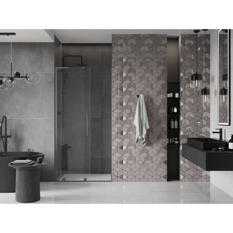 Mexen Velar L porte de douche coulissante 90 cm, transparent, gris canon brossé - 871-090-003-01-66