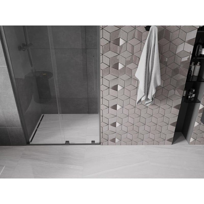 Mexen Velar L drzwi prysznicowe rozsuwane 100 cm, transparent, gun gray szczotkowany - 871-100-003-01-66