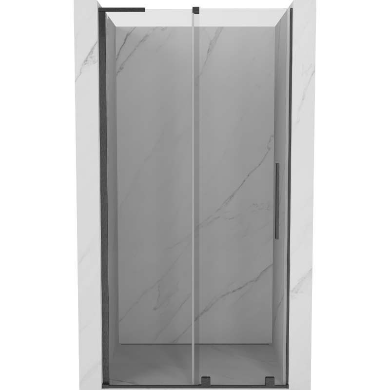 Mexen Velar L Schiebetür Duschabtrennung 110 cm, transparent, gebürstetes Gun Grey - 871-110-003-01-66