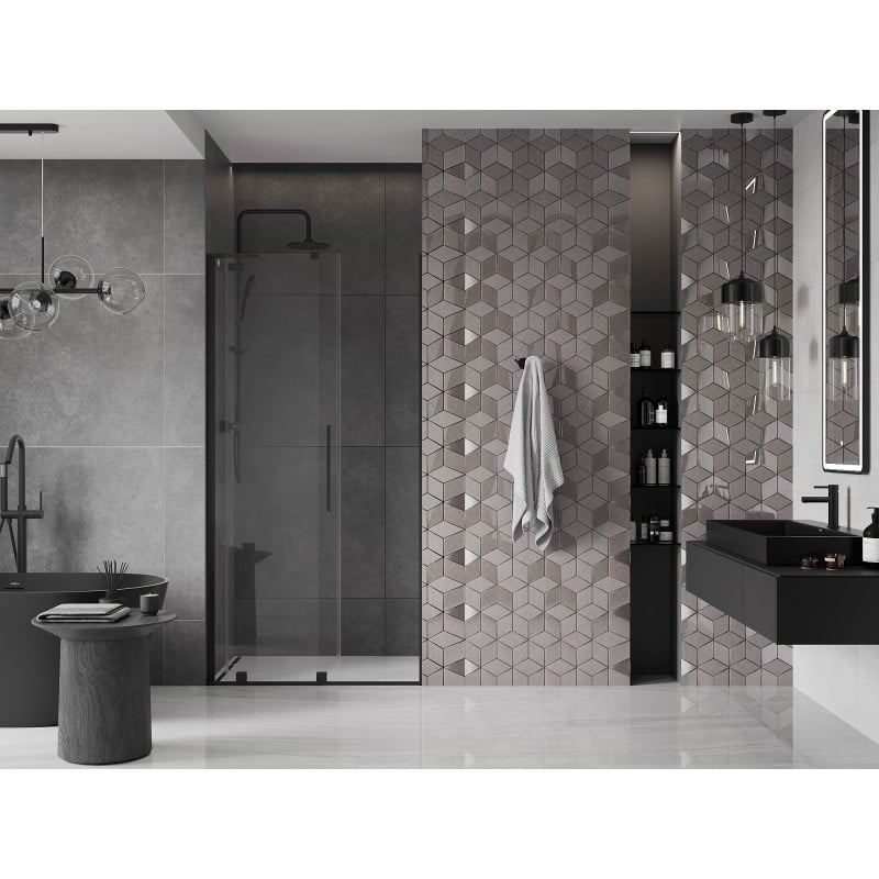 Mexen Velar L drzwi prysznicowe rozsuwane 120 cm, transparent, czarne - 871-120-003-01-70