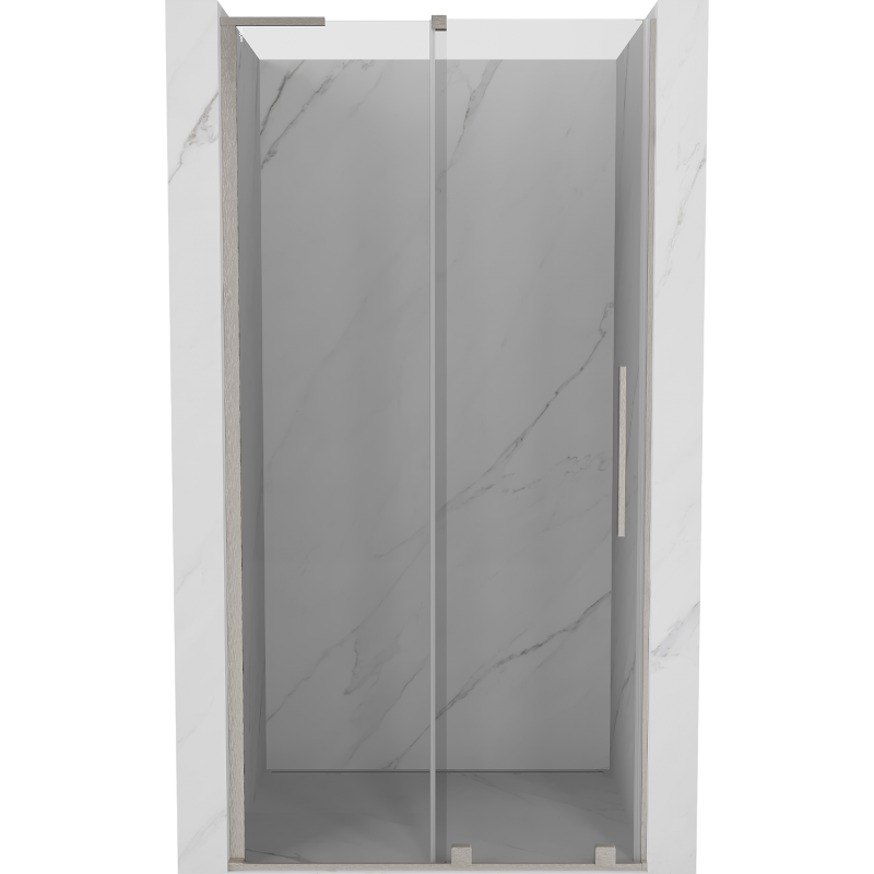 Mexen Velar L Schiebetür Duschwand 100 cm, transparent, gebürstetes Nickel - 871-100-003-01-97