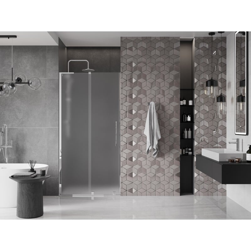 Mexen Velar L 90 cm Sliding Shower Door, Frosted, Chrome - 871-090-003-31-01