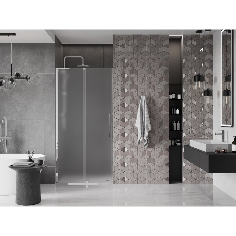 Mexen Velar L drzwi prysznicowe rozsuwane 110 cm, szron, chrom  - 871-110-003-31-01
