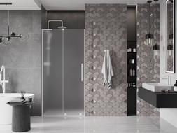 Mexen Velar L skjutdörr till dusch 110 cm, frost, vit - 871-110-003-31-20