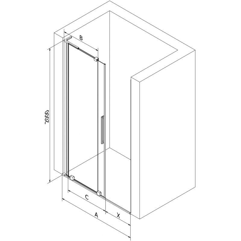 Mexen Velar L schuifdeur douchedeur 110 cm, matglas, wit - 871-110-003-31-20