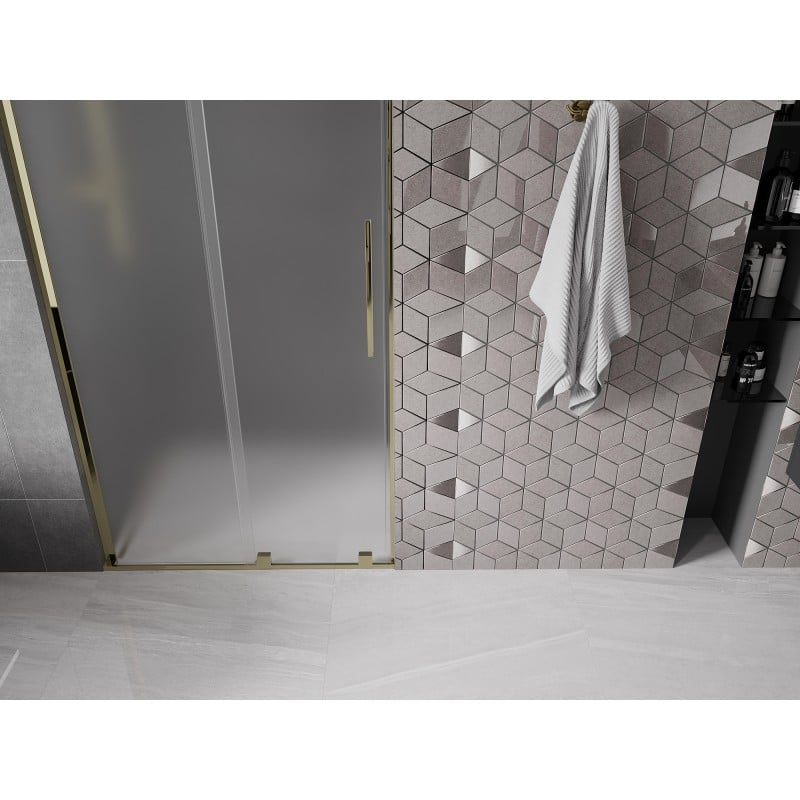 Mexen Velar L sliding shower door 90 cm, frost, gold - 871-090-003-31-50
