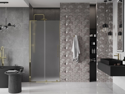 Mexen Velar L drzwi prysznicowe rozsuwane 100 cm, szron, złote - 871-100-003-31-50