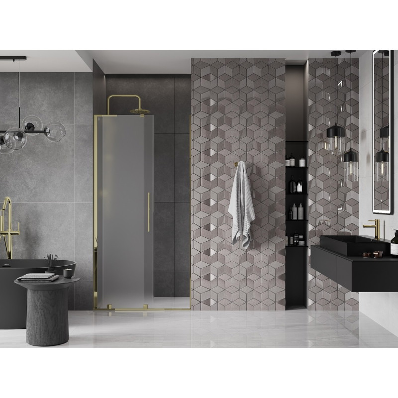 Mexen Velar L dušiuksed liuguvad 120 cm, härmatis, kuldsed - 871-120-003-31-50