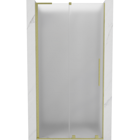 Mexen Velar L schuifdouchedeur 90 cm, matglas, geborsteld goud - 871-090-003-31-55