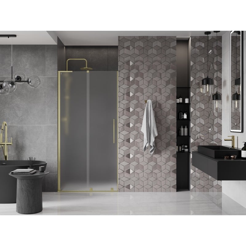 Mexen Velar L sliding shower door 120 cm, frosted, brushed gold - 871-120-003-31-55