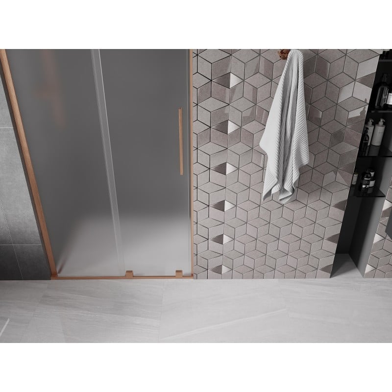 Mexen Velar L 90 cm Sliding Shower Door, Frosted, Brushed Copper - 871-090-003-31-65