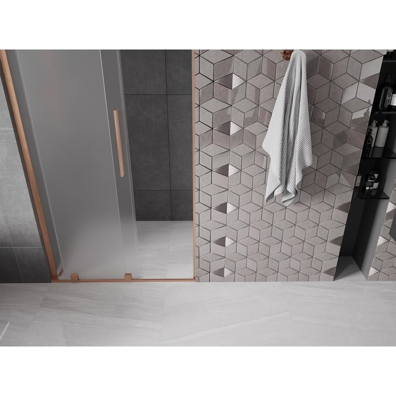 Mexen Velar L porta de duche deslizante 100 cm, vidro fosco, cobre escovado - 871-100-003-31-65