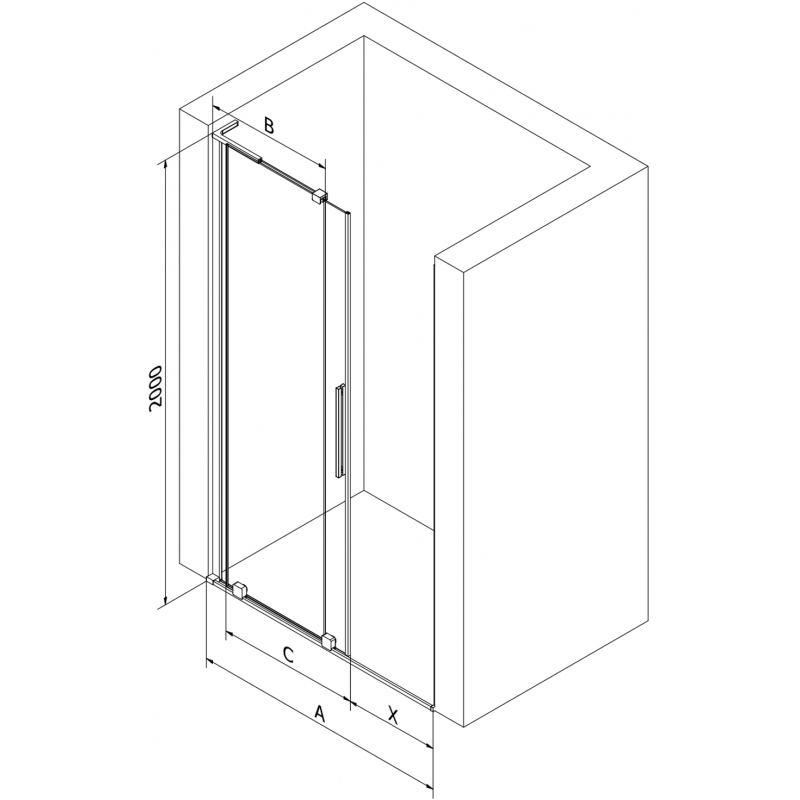 Mexen Velar L 90 cm Sliding Shower Door, Frosted, Brushed Copper - 871-090-003-31-65