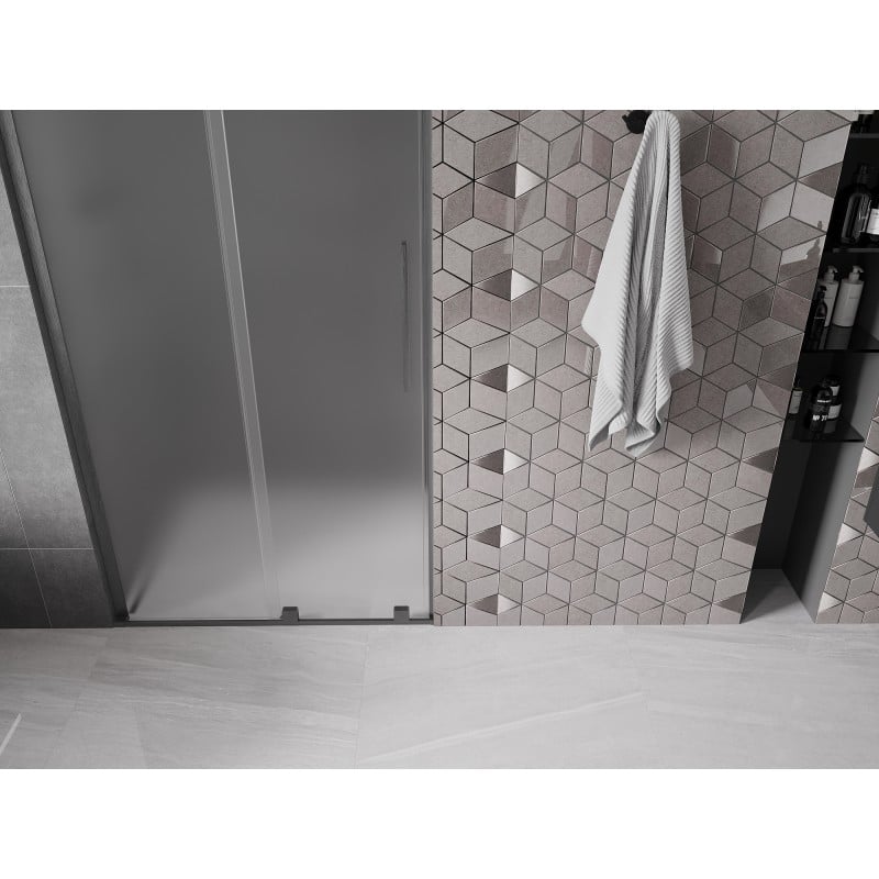Mexen Velar L drzwi prysznicowe rozsuwane 110 cm, szron, gun gray szczotkowany - 871-110-003-31-66