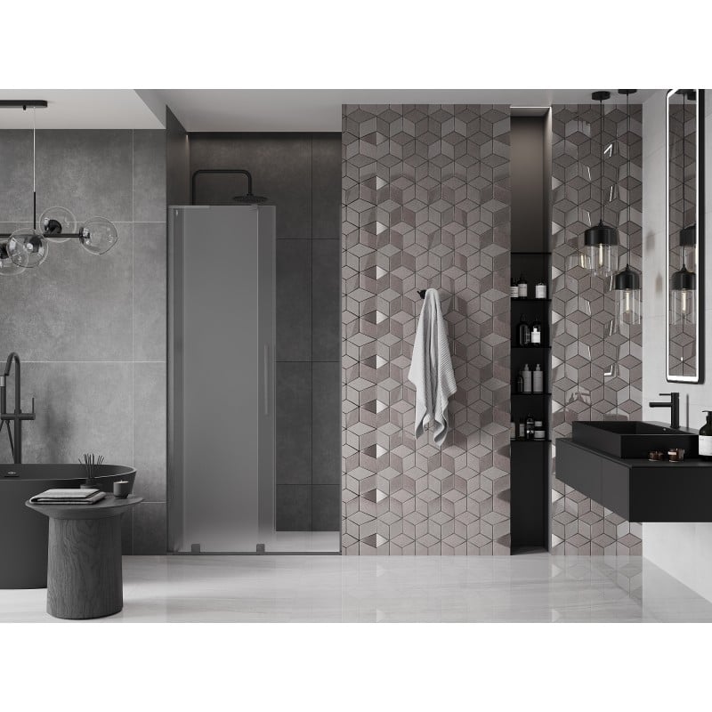 Mexen Velar L drzwi prysznicowe rozsuwane 120 cm, szron, gun gray szczotkowany - 871-120-003-31-66