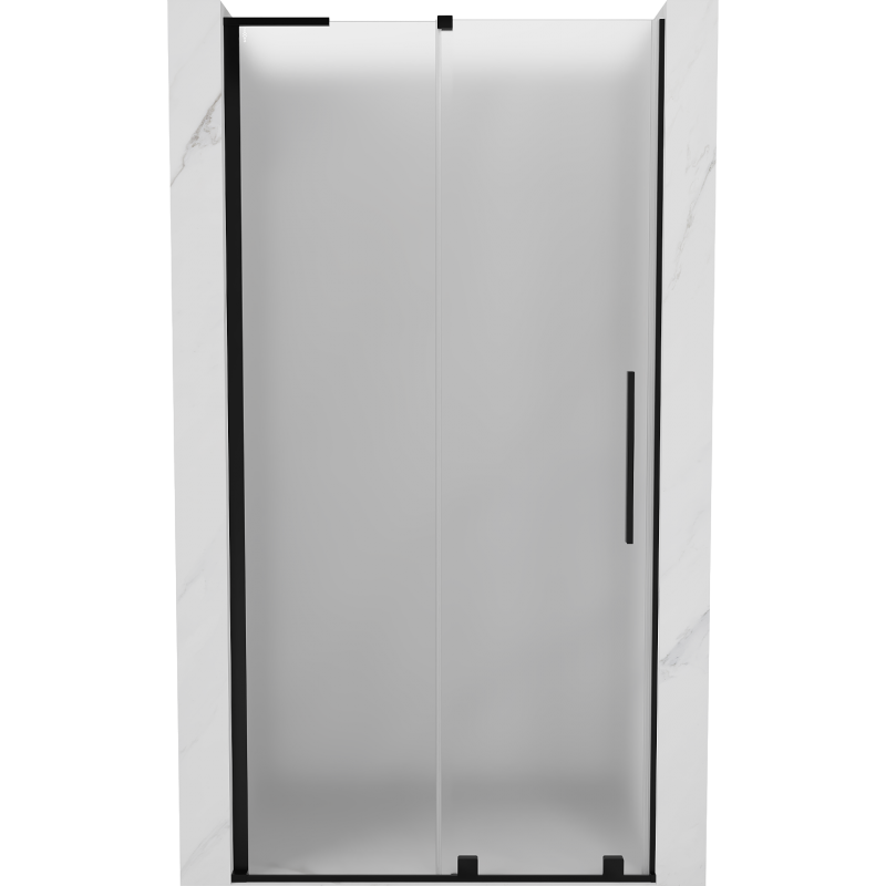 Mexen Velar L Schiebetür Duschwand 100 cm, Milchglas, Schwarz - 871-100-003-31-70