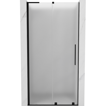 Mexen Velar L Schiebetür Duschwand 100 cm, Milchglas, Schwarz - 871-100-003-31-70