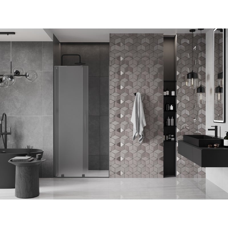 Mexen Velar L drzwi prysznicowe rozsuwane 100 cm, szron, gun metal - 871-100-003-31-95