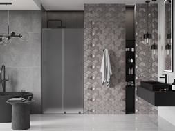 Mexen Velar L drzwi prysznicowe rozsuwane 100 cm, szron, gun metal - 871-100-003-31-95
