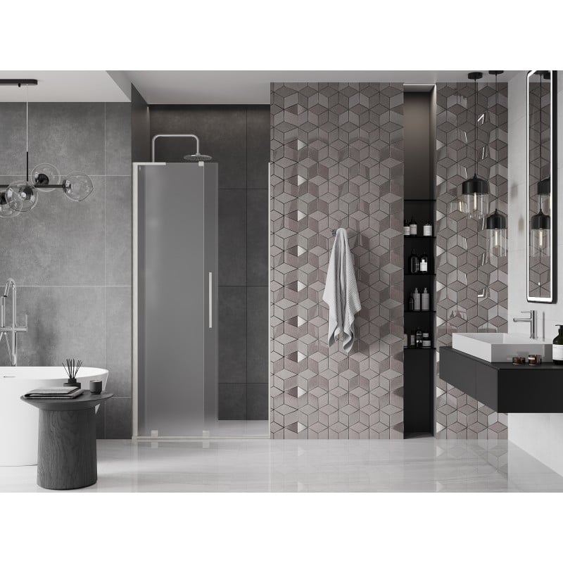 Mexen Velar L drzwi prysznicowe rozsuwane 90 cm, szron, nikiel szczotkowany - 871-090-003-31-97