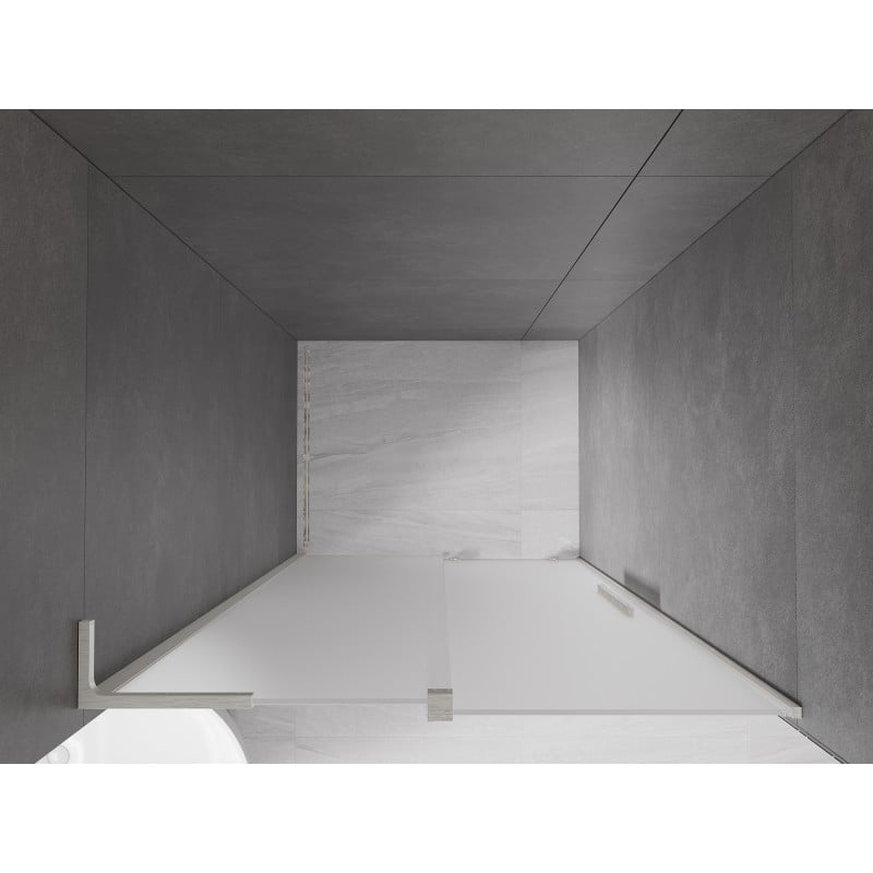 Mexen Velar L skjutdörr dusch 90 cm, frost, borstad nickel - 871-090-003-31-97