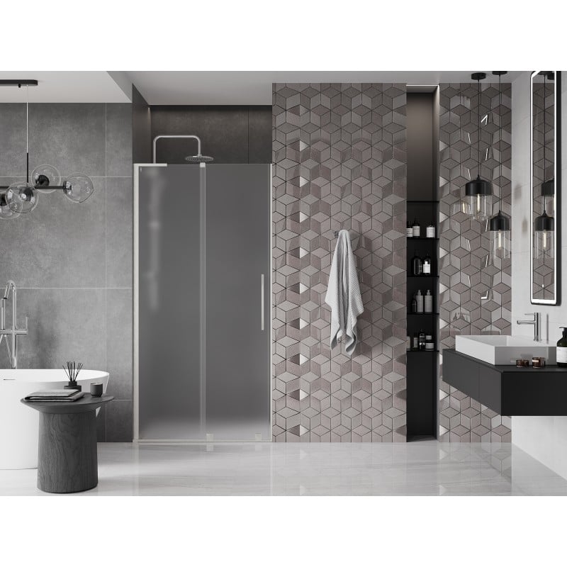Mexen Velar L drzwi prysznicowe rozsuwane 120 cm, szron, nikiel szczotkowany - 871-120-003-31-97
