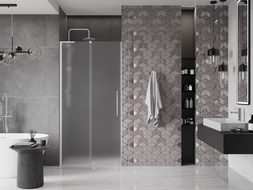 Mexen Velar L schuifdeur voor douche 120 cm, matglas, geborsteld nikkel - 871-120-003-31-97