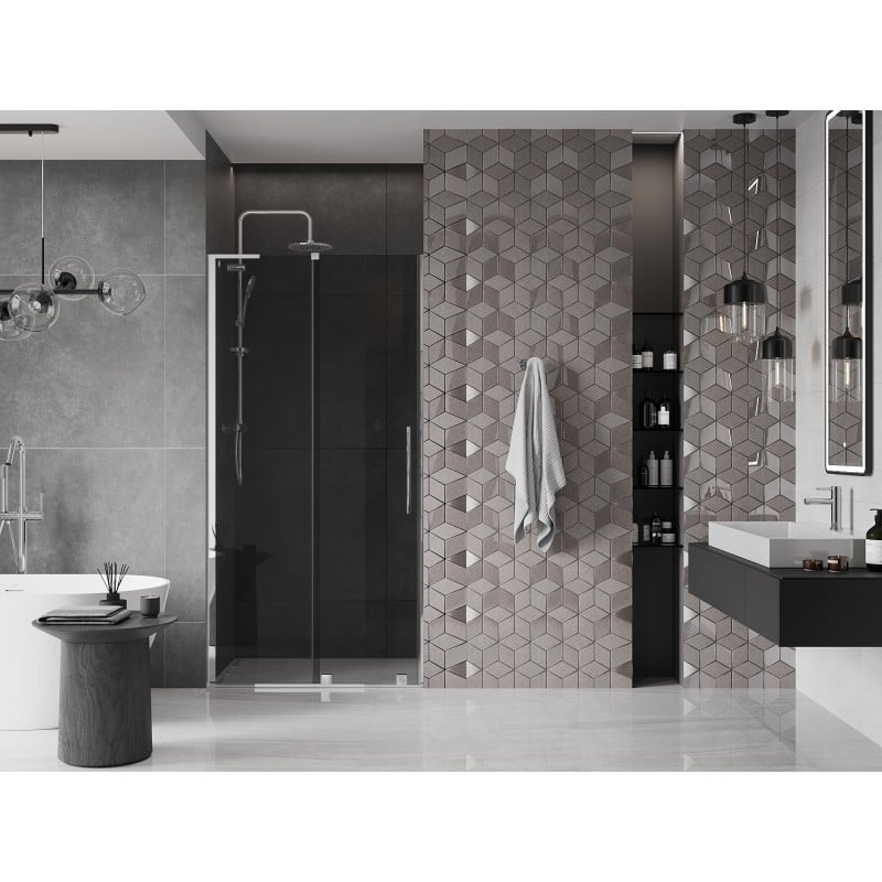 Mexen Velar L drzwi prysznicowe rozsuwane 110 cm, grafit, chrom - 871-110-003-41-01