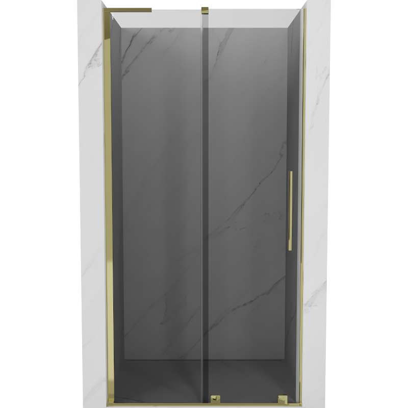 Mexen Velar L sliding shower door 100 cm, graphite, gold - 871-100-003-41-50