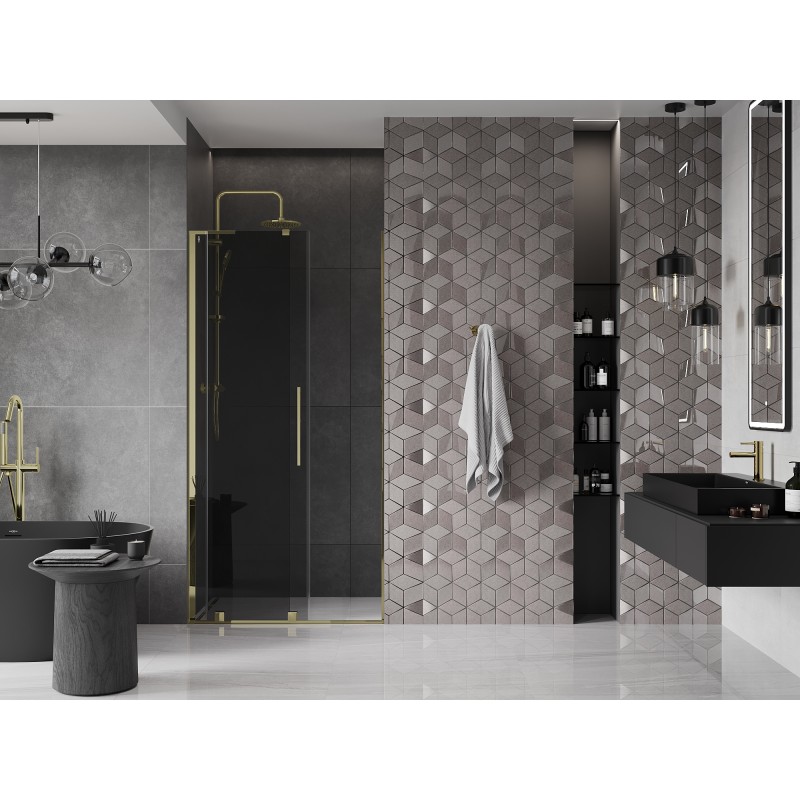 Mexen Velar L drzwi prysznicowe rozsuwane 120 cm, grafit, złote - 871-120-003-41-50