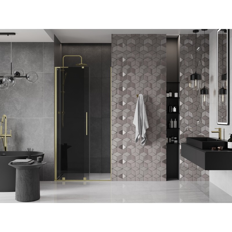 Mexen Velar L drzwi prysznicowe rozsuwane 120 cm, grafit, złote szczotkowane - 871-120-003-41-55