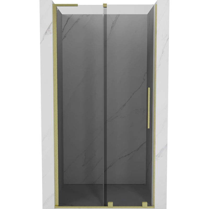 Mexen Velar L Schiebetür-Duschwand 100 cm, Graphit, gebürstetes Gold - 871-100-003-41-55