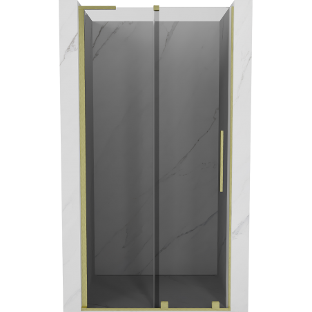 Mexen Velar L Schiebetür-Duschwand 100 cm, Graphit, gebürstetes Gold - 871-100-003-41-55