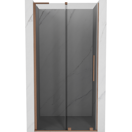 Mexen Velar L Schiebetür Dusche 100 cm, Grafit, gebürstetes Kupfer - 871-100-003-41-65