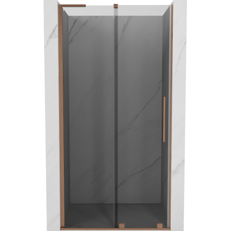 Mexen Velar L Sliding Shower Door 100 cm, Graphite, Brushed Copper - 871-100-003-41-65